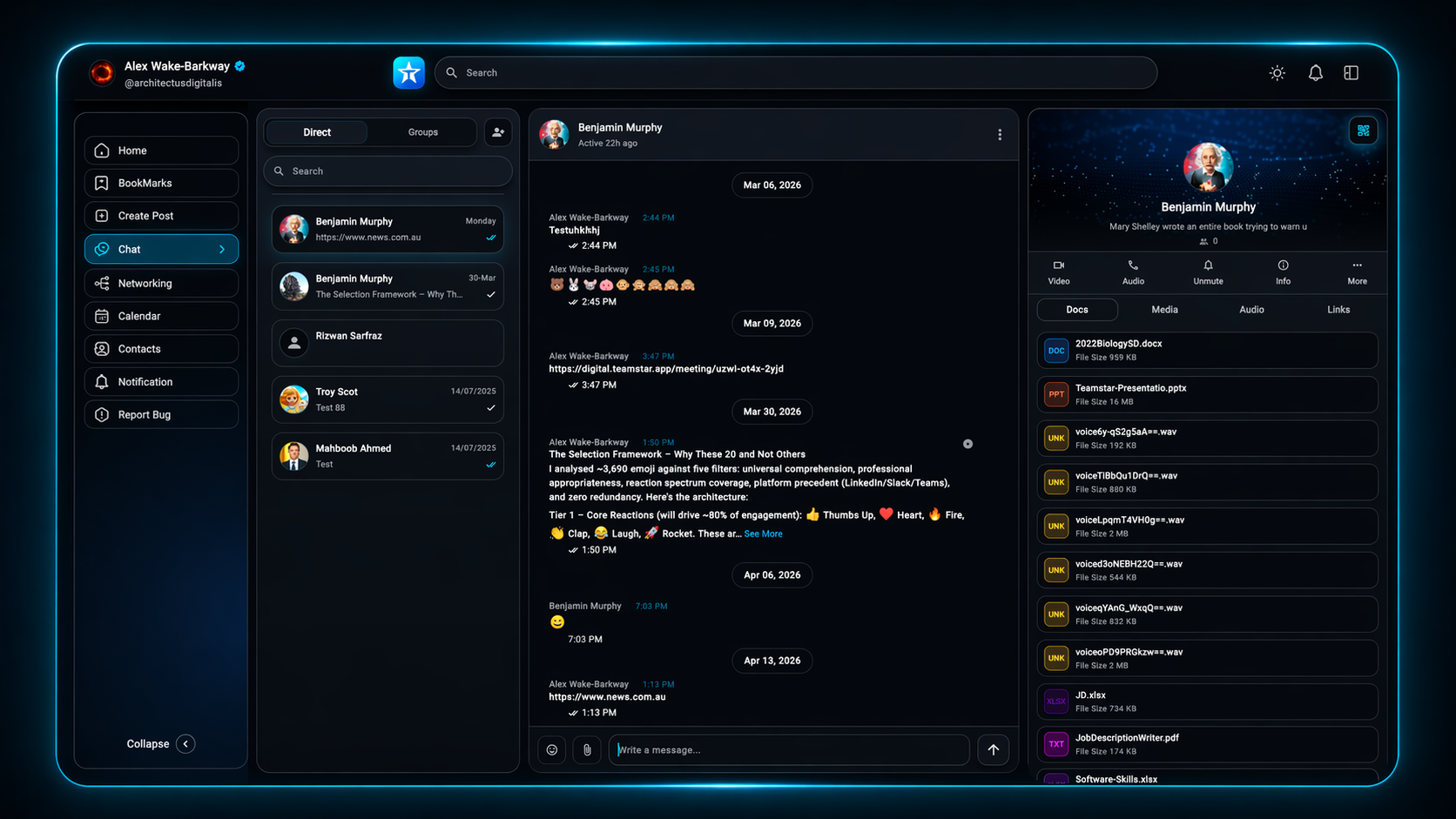 Teamstar chat screen